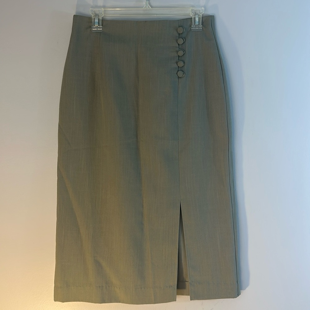 Ellen Ashley Sage Green high waited pencil skirt size 12 Vintage